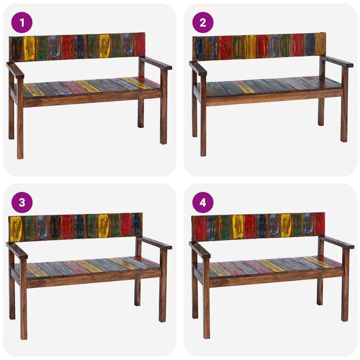 Chaises à manger en bois de récupération - vidaXL - Lot de 4 - Multicolore - 45x45x86 cm - Hauteur du siège 46 cm