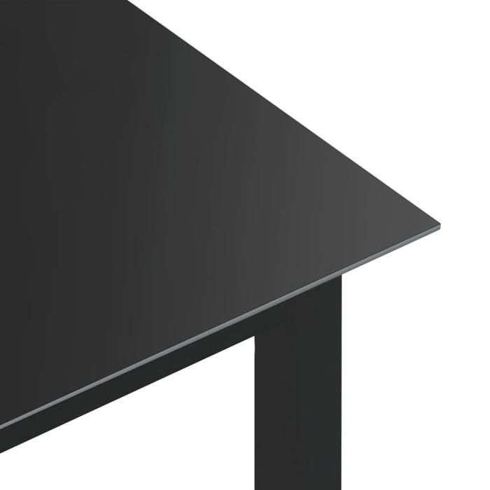 Black Friday Table à dîner de jardin BURKE 2/4 PERSONNES Noir 150x90x74 cm Aluminium et verre TTT71