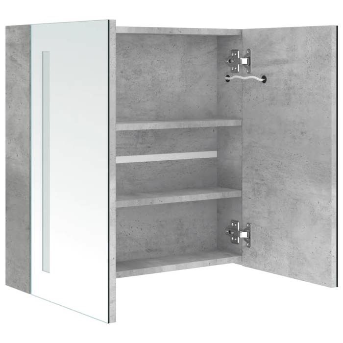 Moderne Cabinet de salle de bain SOLOMOON ARMOIRE WC à miroir LED Gris béton 62x14x60 cm MM854