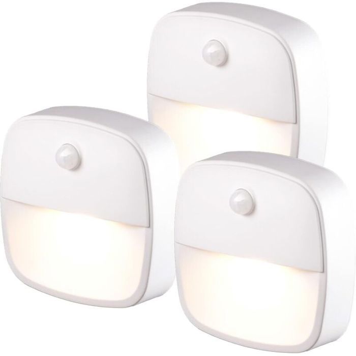 Lampe dintérieur avec détecteur de mouvement lot de 3 veilleuses LED veilleuses descalier pour couloir chambre placard blan