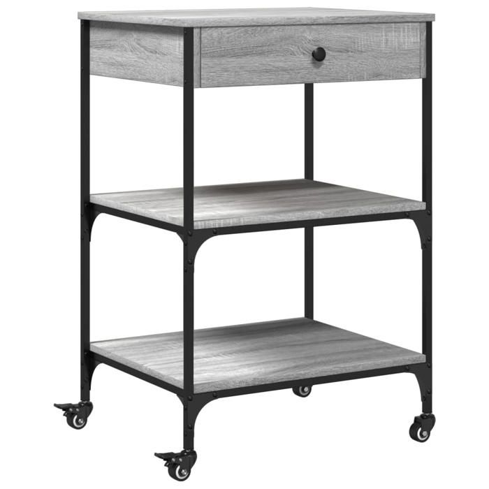 Saison Soldes Desserte de Restaurant - SARAZYJ - chariot cuisine - sonoma gris 60x48x895 cm bois dingénierie MM11874