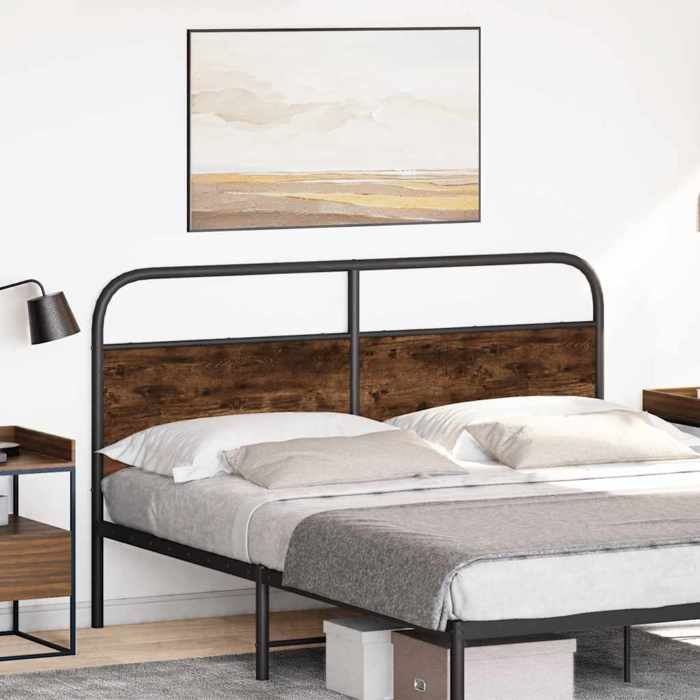 MOTHINESSTO-Tête de lit de remplacement chêne fumé 150 cm acier et bois dingénierie