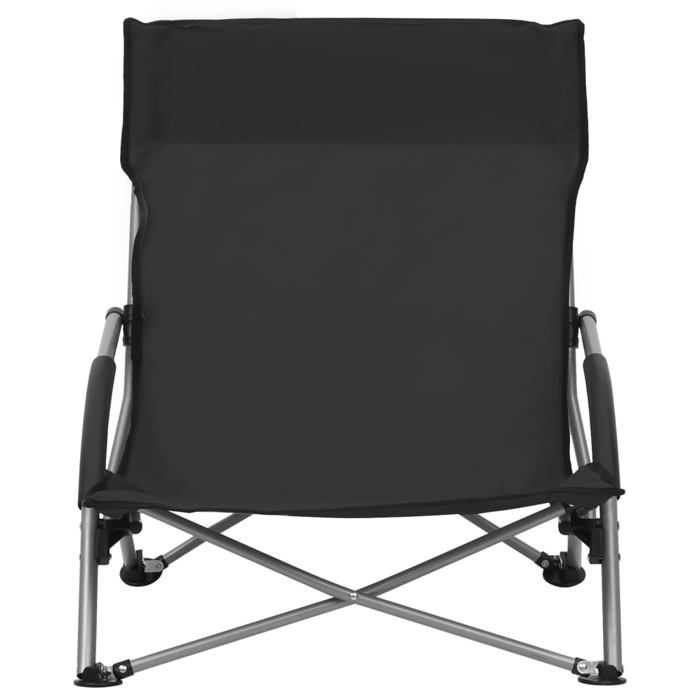 Noir Siège de jardin -  Chaises de plage pliables - (2 pcs) - Noir Tissu C868