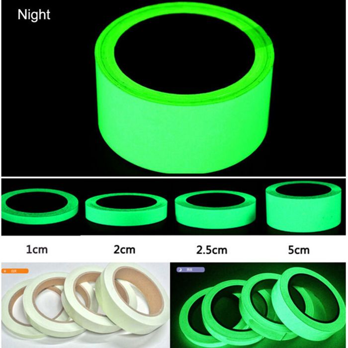2 Volumes Fluorescente Bande Autocollante Lumineux Ruban Adhésif Amovible étanche Brillant dans lobscurité - 3 cm x 5m