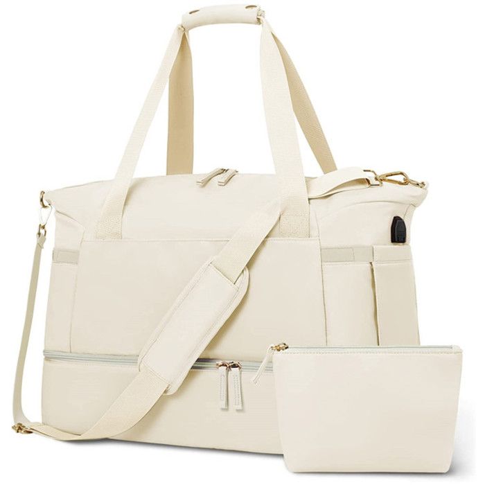 Sac de Sport Femme Voyage Cabine EasyJet 40x30x20 cm Sous Siège Sac Week-end Beige Léger Pliable