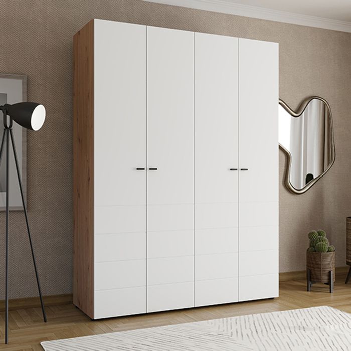 Grande Armoire Soris Dmora en Bois Mélaminé Blanc 155x208h cm Grande Armoire Soris Dmora en Bois Mélaminé Blanc 155x208h cm