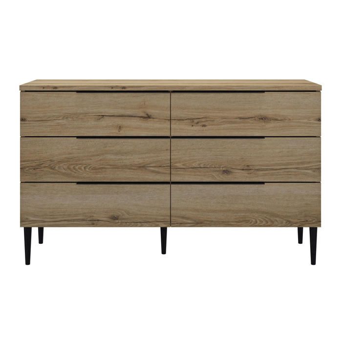 Commode 6 tiroirs finition mat en effet bois chêne effet bois Commode 6 tiroirs finition mat en effet bois chêne effet bois