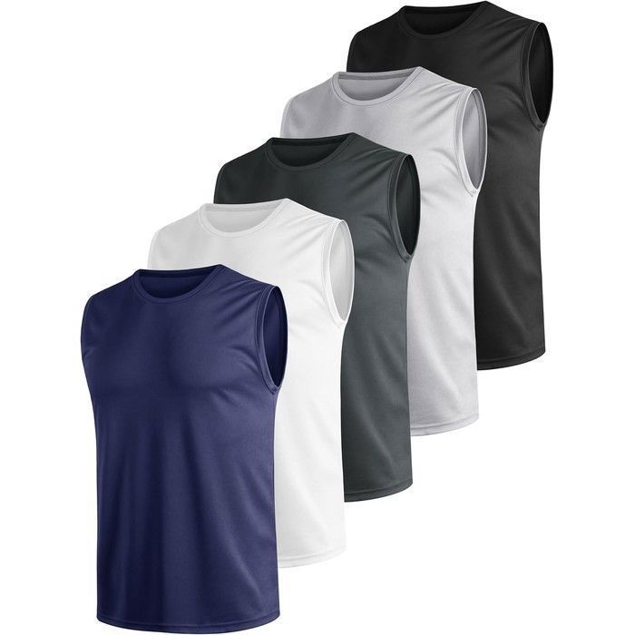 Débardeur homme - TEESMEN - Teesmen Quick-Dry - Lot 5 pièces - Polyester mesh respirant - Séchage rapide - 4XL