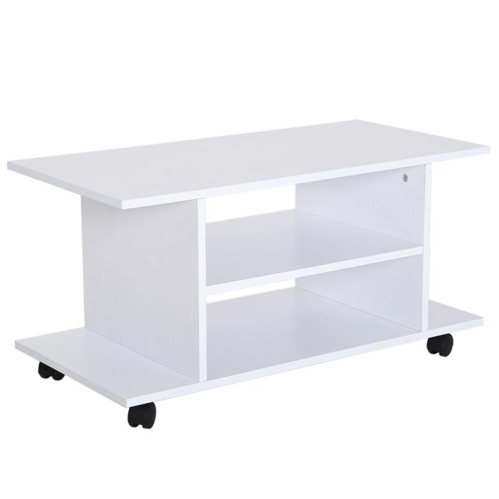 Meuble TV avec roulettes pivotantes banc TV en bois avec étagères support télé pour télévision jusquà 42 pouces style