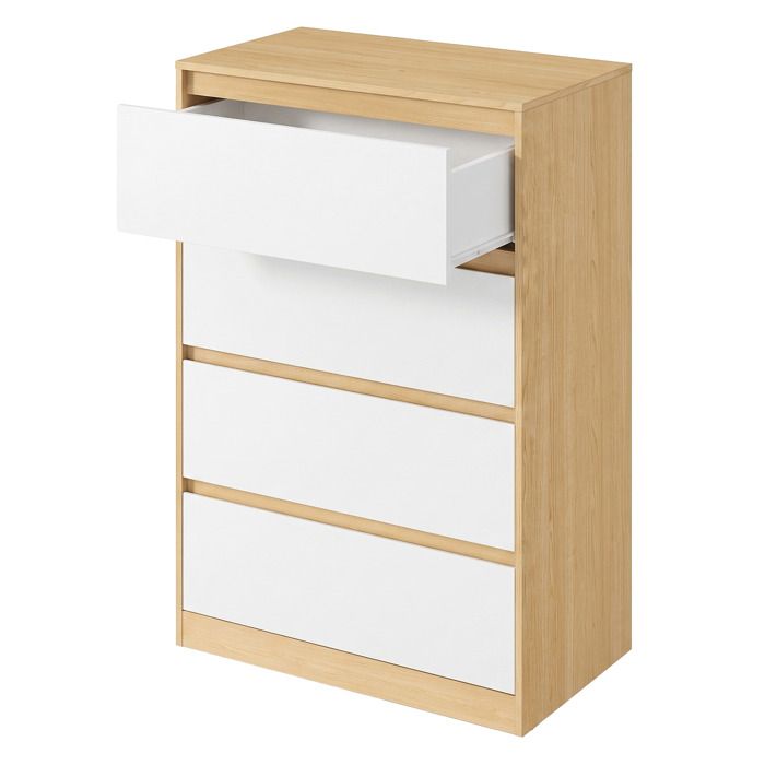 Commode 4 Tiroirs sans Poignée Meuble de Rangement 60 2 x 40 4 x 97 4 cm Jaune et Blanc Commode 4 Tiroirs sans Poignée Meuble de Rangement 60 2 x 40 4 x 97 4 cm Jaune et Blanc