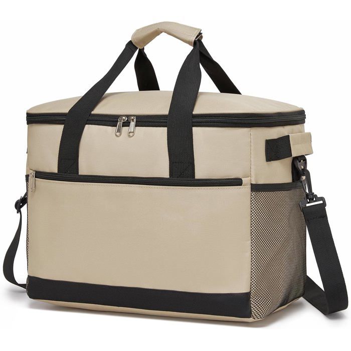 Sac Isotherme Repas 30L Grand Format Glaciere Souple Isothermes Portable Sacs Isotherm pour Homme Femme Travail (Kaki 30L)