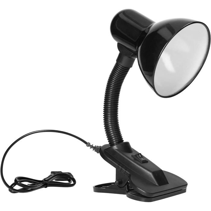 10W Lampe de Lecture Lit E27 Avec Clip et Interrupteur Acier + Plastique Flexible Longueur du câble ~ 90 cm (le noir)