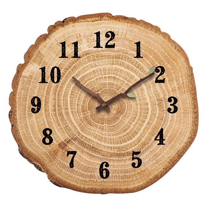 Horloge murale - Vantory - 35cm Mouvement à balayage continu Forme en cernes darbre Alimenté par pile Adapté à la chambre au salon