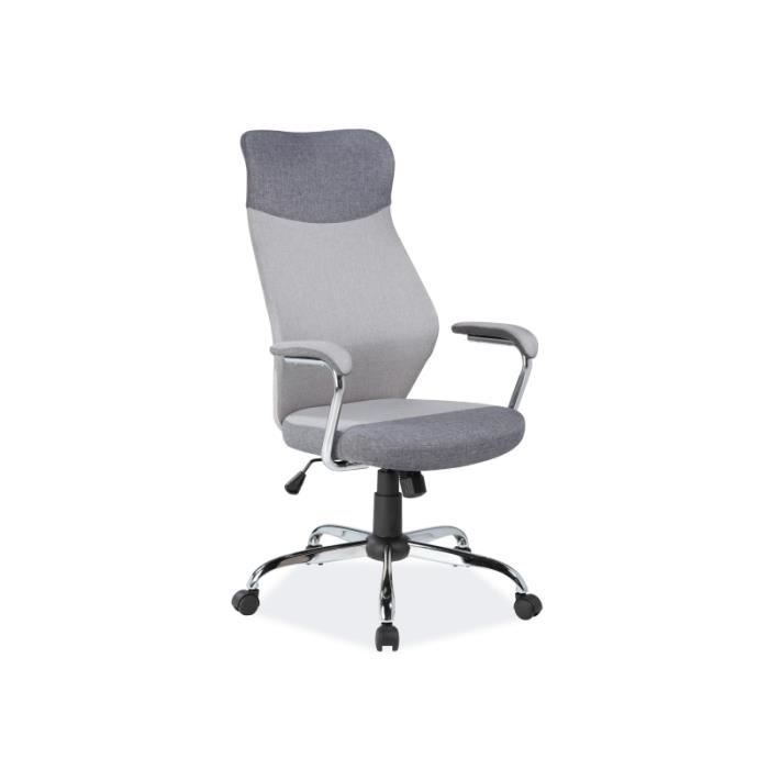 chaise de bureau à roulettes - ac-déco - q319 - gris - pivotante avec accoudoirs - réglable en hauteur