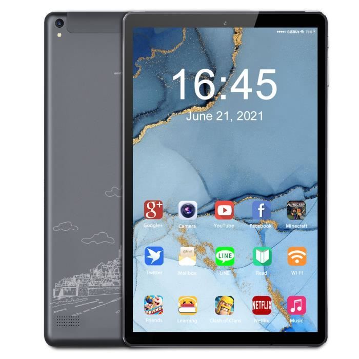 5G Tablette Tactile 10 pouces -Android 10- 4Go + 64Go/128G 5G WiFi -Tape C-Tablette Pas cher/NETFILX -GRIS