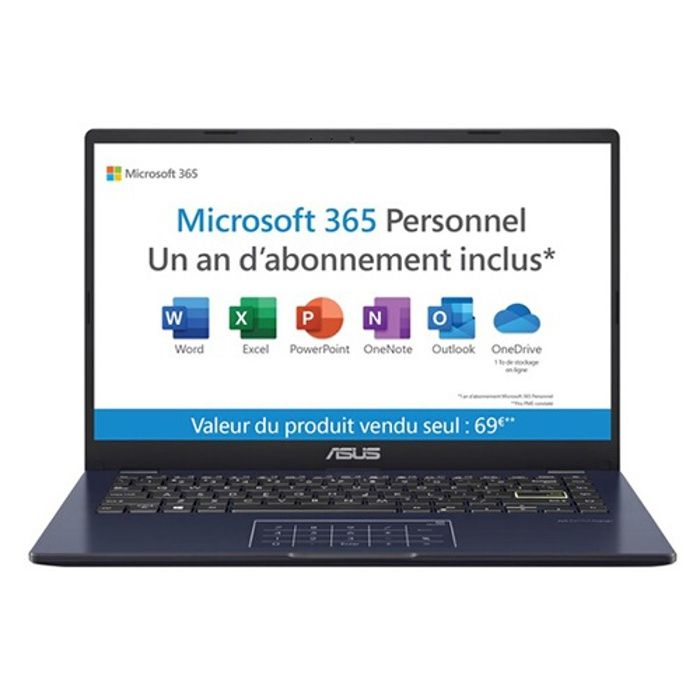 Asus E410MA-EK2409WS – PC Portable 14 FHD (Intel Celeron N4020 4GB RAM 128GB eMMC Windows 11 Home) Black – AZERTY Français