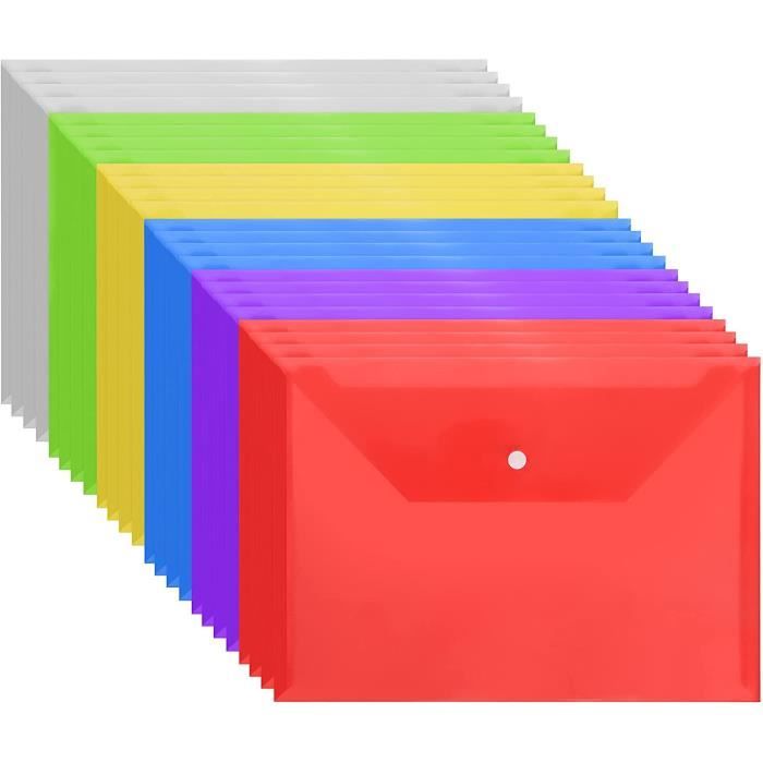Pochettes Plastique Zip Transparentes A4 - Lot De 12 - Étanches - Pour Organisation Bureau, Voyage, Fournitures Scolaires