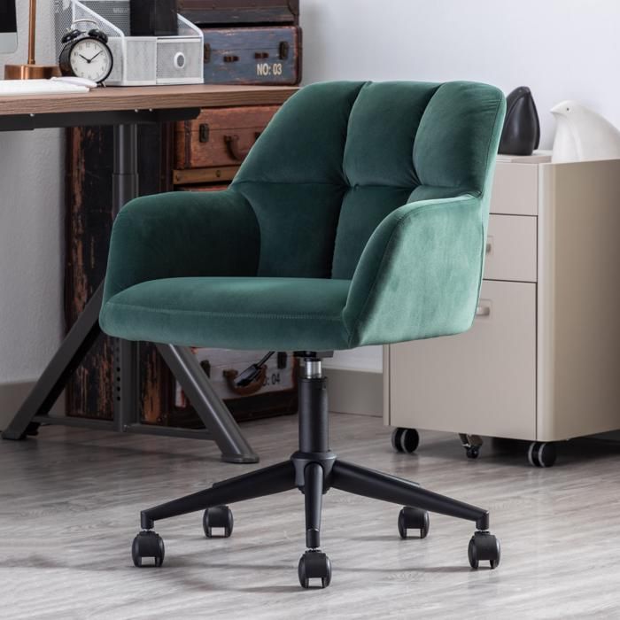 Wahson Chaise de Bureau pivotante en Velours réglable en Hauteur à Domicile Chaise pour Salon ou Conference Vert