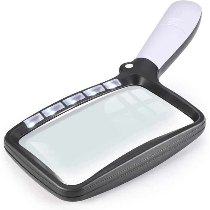 Loupe Rectangulaire 2 X Loupe Avec Loupe De Lumière Grande Loupe Pliable Avec 5 Led 2 Modes