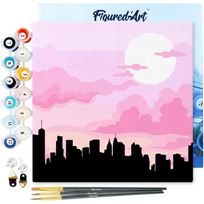 Figured'Art Peinture Par Numéros Adulte Carlin Pop Art - Kit Complet Avec Cadre 40x50cm Toile Tendue