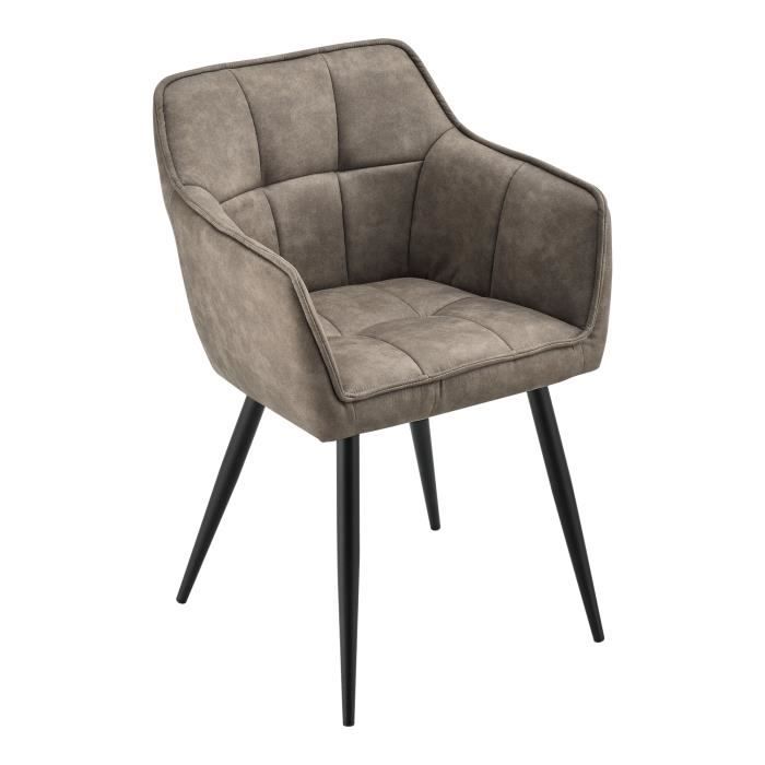 fauteuil de salon elegant siege rembourre design imitation velours polyester metal 79 cm taupe