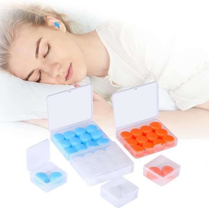 Bouchons D'Oreilles Silicone Pour Dormir Et Voyage – 1 Paire + 2 Embouts Rechange, Réduction De Bruit, Confortables, Réutilisables
