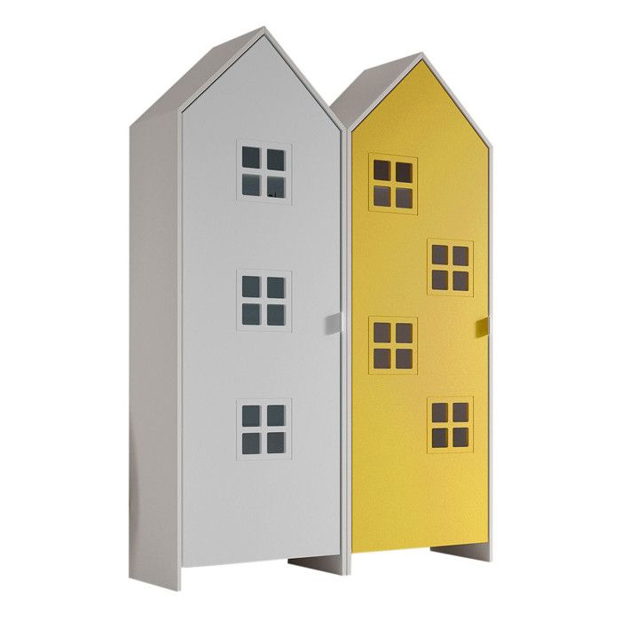 Pack - 2 Armoires Enfant Casami Bruges 171cm Jaune & Blanc