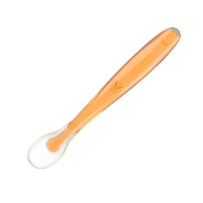 Cuillere Bebe souple 4 mois Silicone couvert Bébé Cuillère de Sevrage