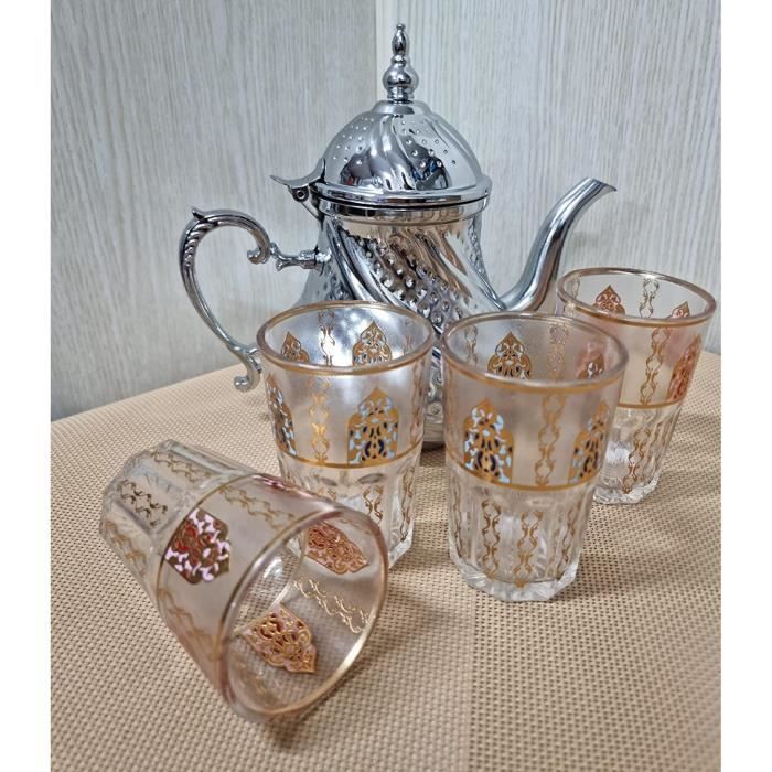 Service à thé marocain, Théière induction avec filtre intégré de 1,2 l + 4  verres pour thé marocain [111] - Cdiscount Maison