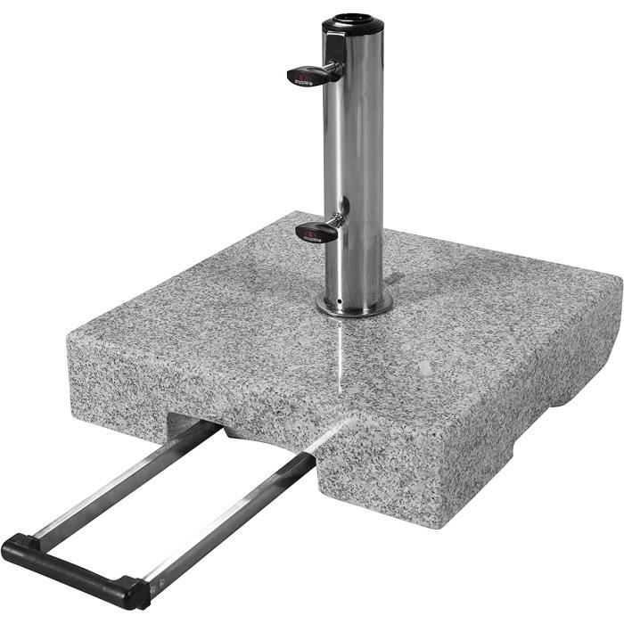 Granite Parasol Stand with PullOut Handle 45kg Base with Stainless