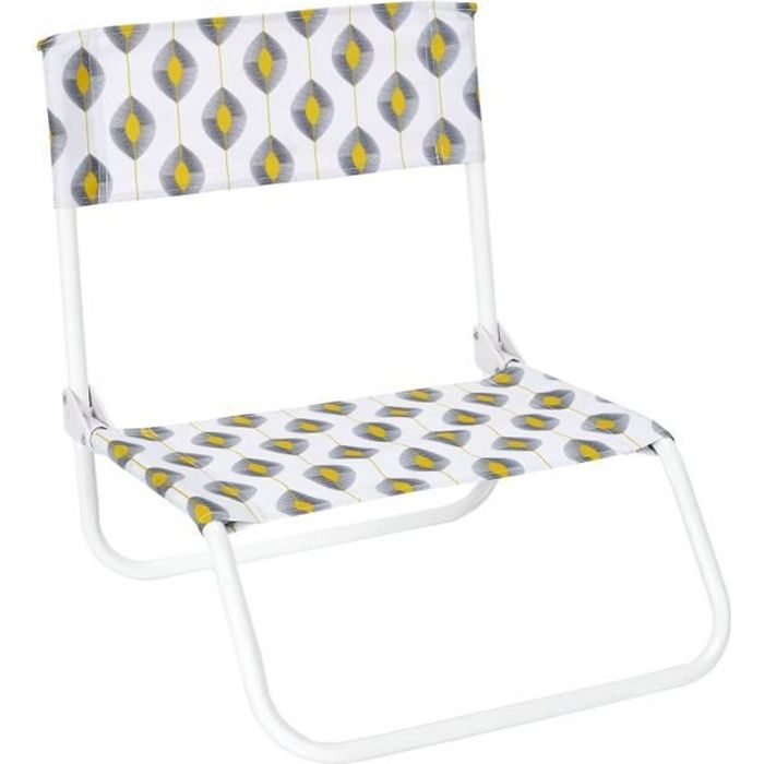 chaise de plage pliante zeste - jaune - essentiel - métal - imprimé citronné