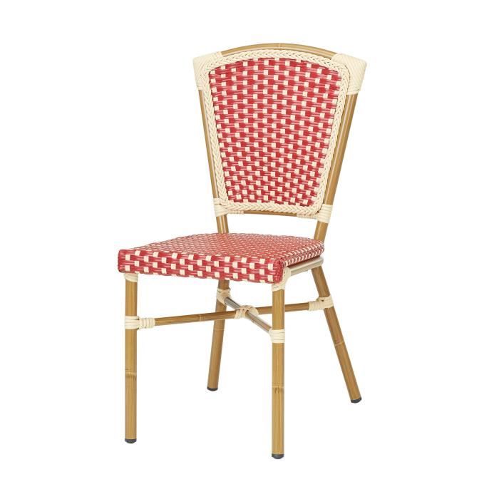chaise de jardin novy - rotin-design - rouge - polyrotin/aluminium