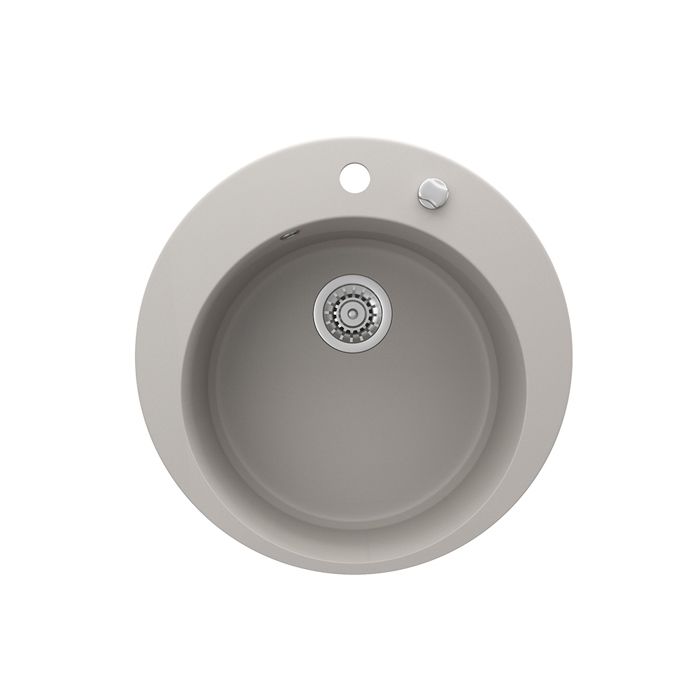 Evier cuisine Granit Rond Graphite 46x46cm, Evier 1 bac + Robinet