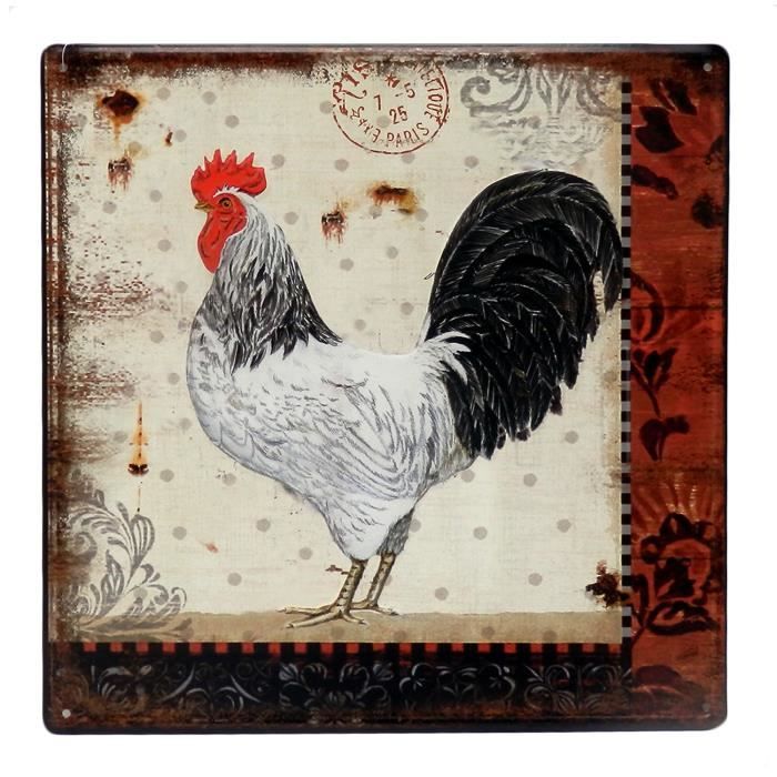 Plaque Decorative Coq Gauche En Metal Decoration Deco Murale De Mur Retro Vintage Campagne Cuisine Style Animaux De Ferme Poule Cdiscount Maison