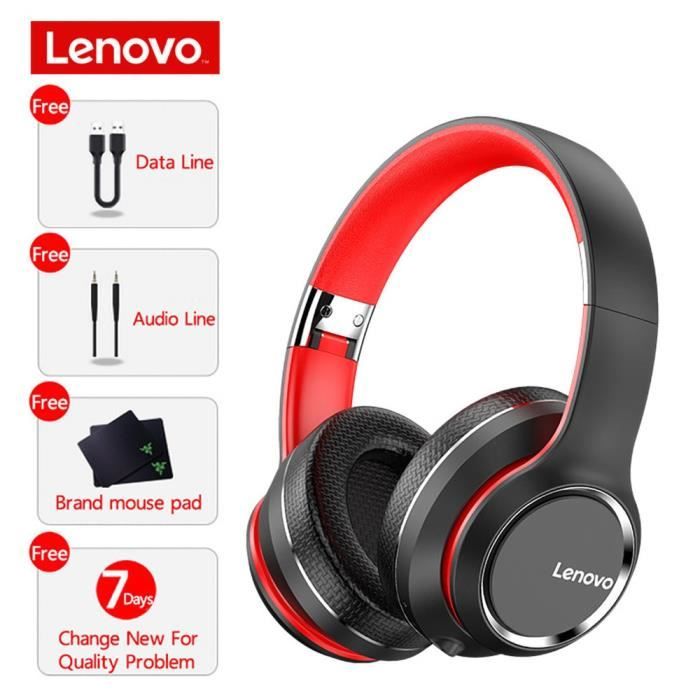 Casque audio,Casque d'ordinateur sans fil d'origine Lenovo HD200 Bluetooth  casque BT5.0 longue durée de vie avec - Type Black - Cdiscount Informatique