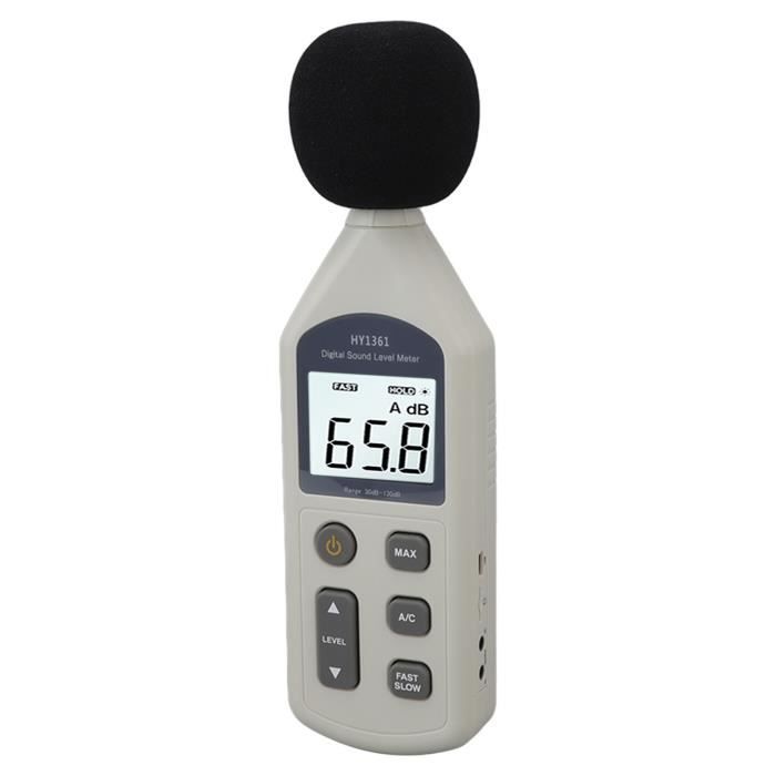 Sonomètre Numérique 30-130dB - Affichage LCD 9,6 Pouces Avec Alarme Et Support Mural