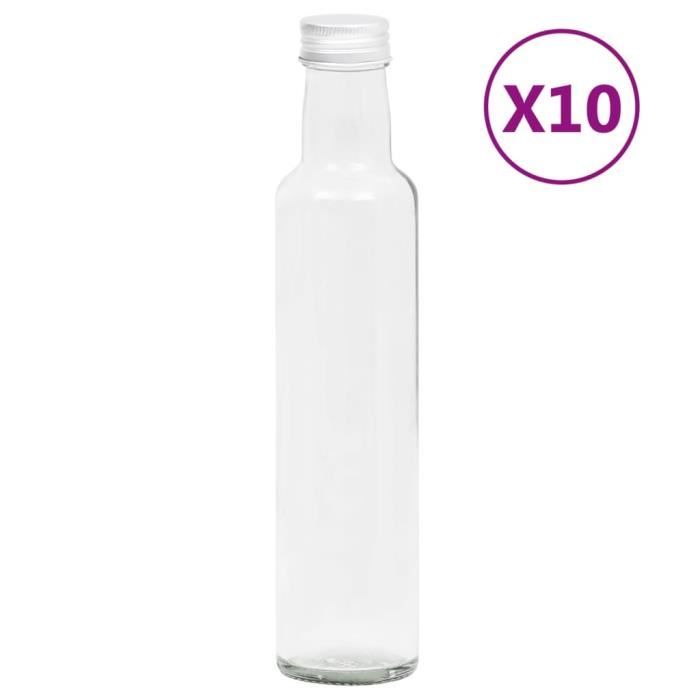 mikken 2 bouteilles en verre marron de 250 ml avec bouchon à vis