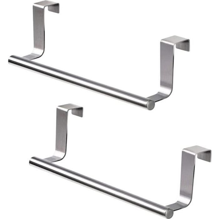Porte Serviette de Porte Porte-Serviettes de Salle de Bain Porte Torchon Cuisine Accroche pour Porte sans Perçage Argent-2pcs