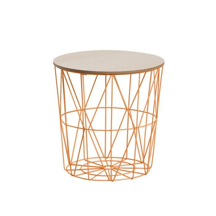 Tavolino Rotondo Thinia Home Storage | 41 X 40 Cm | Legno | Facile Da Montare | Solido E Pratico