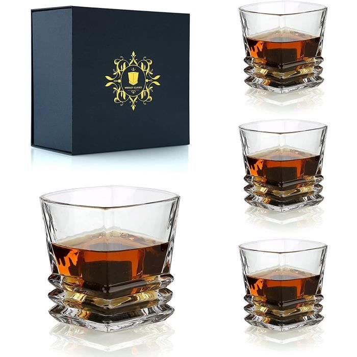 Forme spéciale avec effet parfait whisky Lot de 4 verres à cognac 
