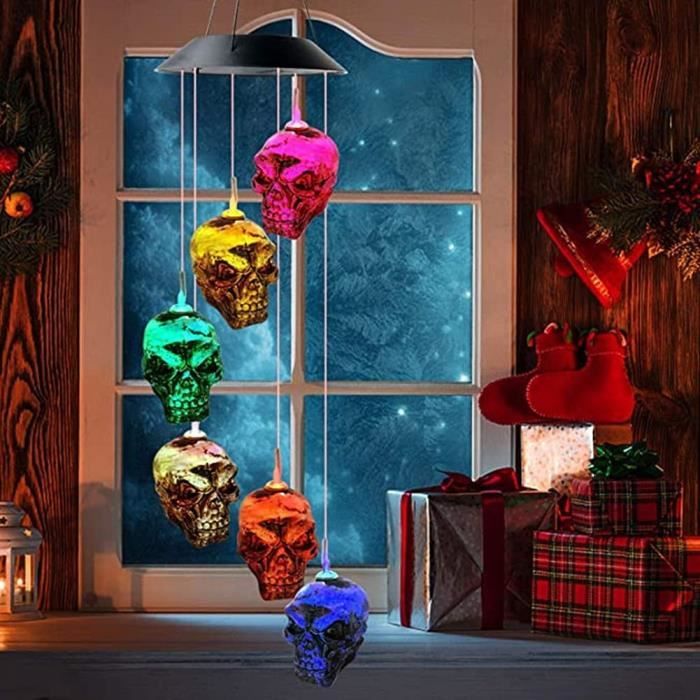 Halloween Schädel-Skelett Lampe – Kunstharz, Batteriebetrieben, Gruselige Deko