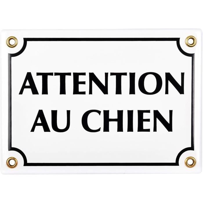 Plaque Emaillée Attention Au Chien 12X17 Cm - Pancarte Attention Au ...