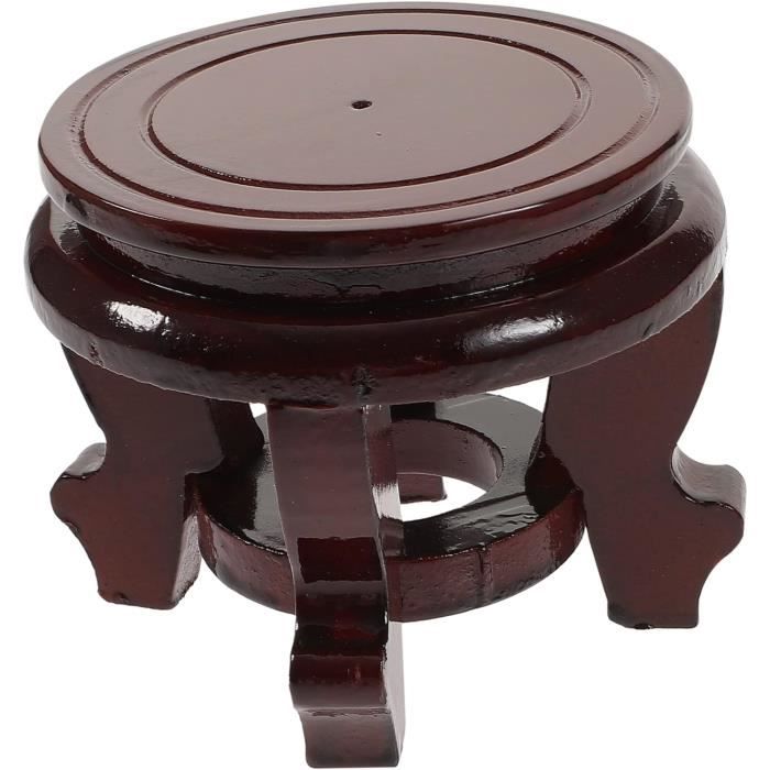 Socle En Bois Massif Noir Carré - 15x15x5 Cm - Support Pour Bonsaï, Vase, Théière, Décoration - Style épuré Et Naturel