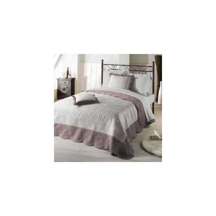 Couvre-lit r/éversible Double Face 2 taies doreiller 40x40 cm Couverture de lit Vigo matelass/é Couvre-lit 3 pi/èces 220x240 Beige Ecru 035