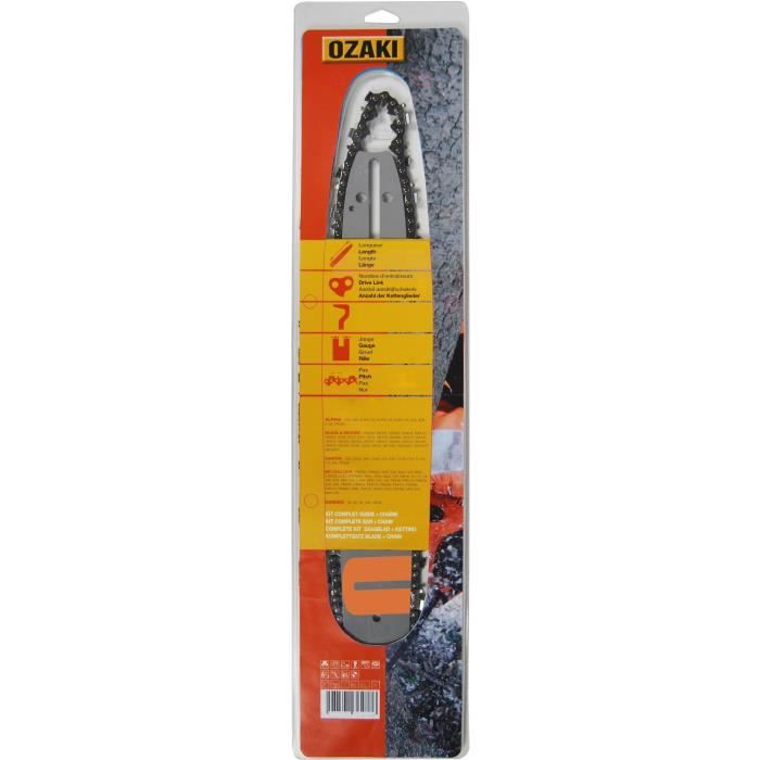Guide OZAKI 45cm montage X + Chaîne 3/8