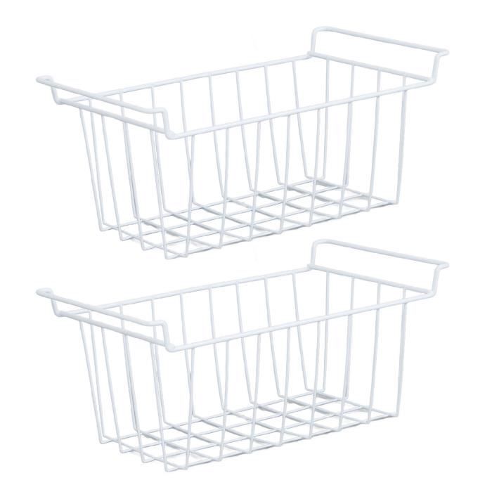 2 Paniers Rangement Fil Métallique Pour Congélateur/frigo - Revêtement PE, Visibles, Acier Robuste - Organisez Vos étagères Facilement