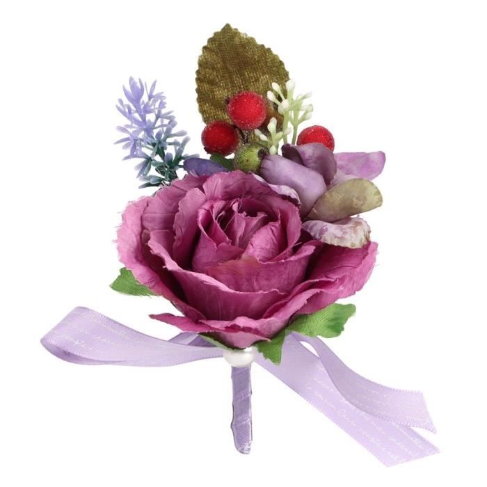 Unique Rose clair en Boutonnière feuille de lierre avec broche mariage fleurs marié