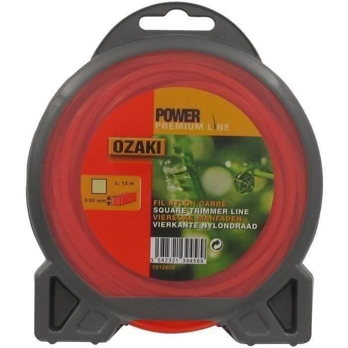 JARDIN PRATIQUE Fil nylon carré premium line OZAKI pour débroussailleuse - Ø 3 mm - L 12 m