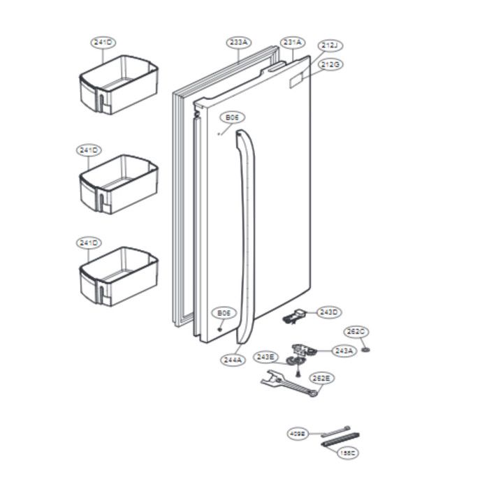 Joint de porte Partie réfrigérateur coté droit dorigine Frigo Réfrigérateur Congélateur ADX72930475 LG