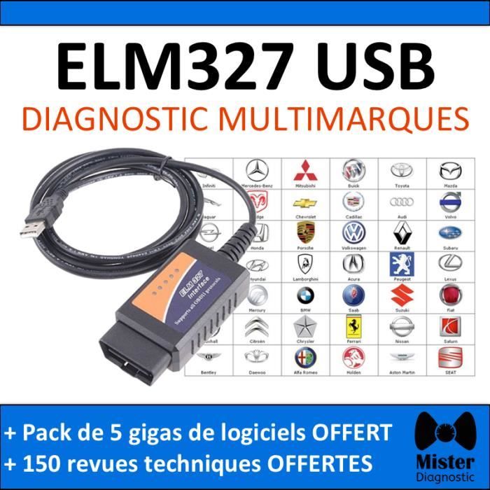 MISTER DIAGNOSTIC Diagnose-Interface ELM327 USB V1.5 Software in FR Elm 327 OBD Diagnose OBD2 Multimarke. 